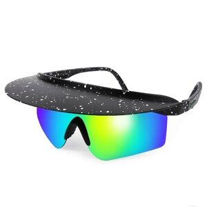 Tipsy Elves Major Laser Visor Sunglasses – Black Frame | Neon Rainbow Shield